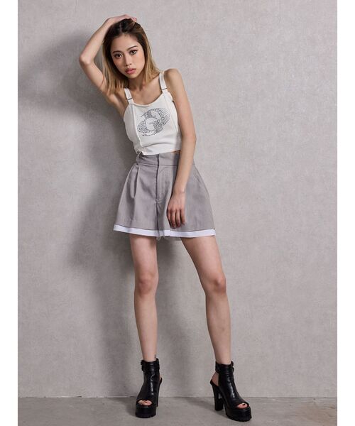 GYDA（ジェイダ）の「GD ラインストーンニットビスチェ（キャミソール・レディース・オフホワイト/ブラック・FREE）」の4枚目の写真