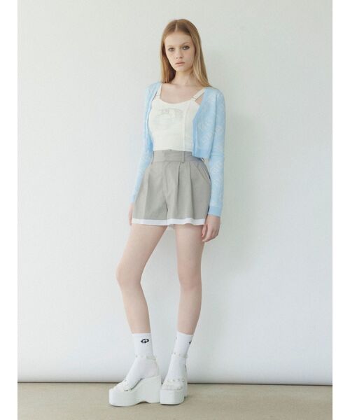 GYDA（ジェイダ）の「GD ラインストーンニットビスチェ（キャミソール・レディース・オフホワイト/ブラック・FREE）」の9枚目の写真