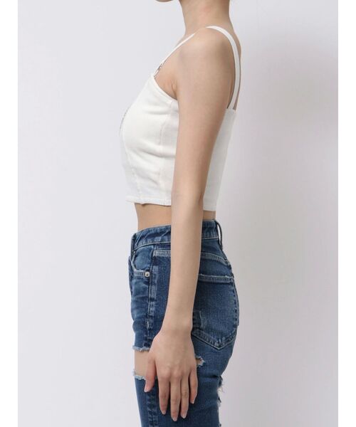 GYDA（ジェイダ）の「GD ラインストーンニットビスチェ（キャミソール・レディース・オフホワイト/ブラック・FREE）」の11枚目の写真