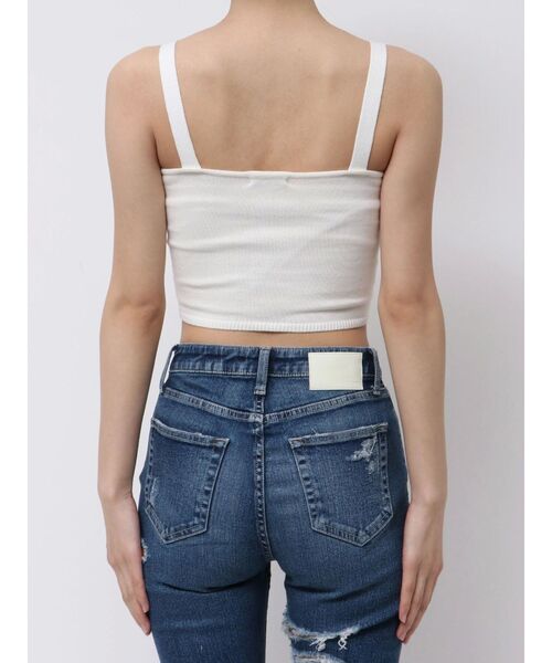 GYDA（ジェイダ）の「GD ラインストーンニットビスチェ（キャミソール・レディース・オフホワイト/ブラック・FREE）」の12枚目の写真