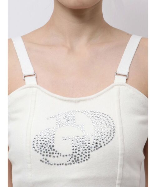 GYDA（ジェイダ）の「GD ラインストーンニットビスチェ（キャミソール・レディース・オフホワイト/ブラック・FREE）」の13枚目の写真