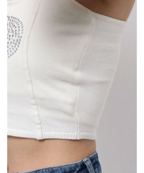 GYDA（ジェイダ）の「GD ラインストーンニットビスチェ（キャミソール・レディース・オフホワイト/ブラック・FREE）」の15枚目の写真