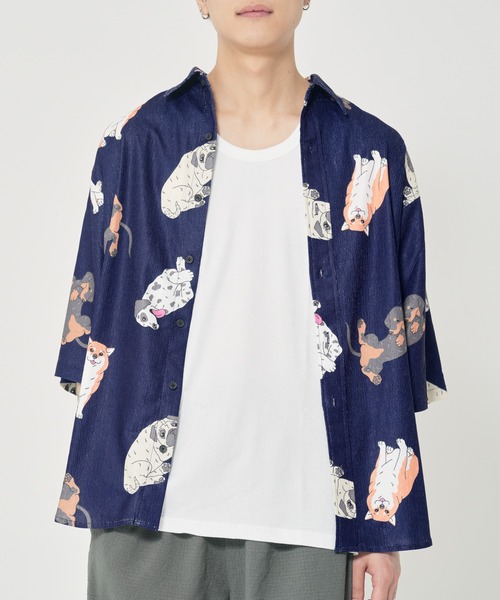 CORISCO（コリスコ）の「カットサッカー総柄プリント半袖シャツ(M1)（シャツ/ブラウス・メンズ・その他1/その他3/その他2/その他5/その他4/その他6・X-LARGE/LARGE/MEDIUM）」の3枚目の写真