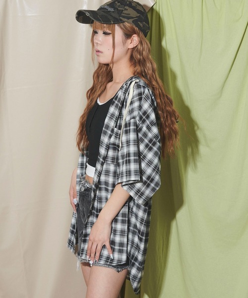 dispark（ディスパーク）の「DISPARK/キャップフーディーBIGシャツ（シャツ/ブラウス・レディース・ブラック・FREE）」の9枚目の写真