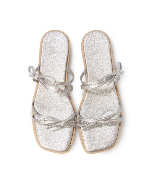 Launa lea（ラウナレア）の「ダブルリボンフラットサンダル(0604)（サンダル・レディース・ブラック/ピンク/シルバー・M/S/LL/L）」の3枚目の写真