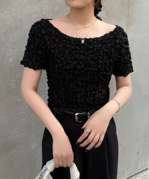 Lui's（ルイス）の「ポコポコシャーリングトップス（Tシャツ/カットソー・レディース・ブラック/ホワイト系その他・FREE）」の2枚目の写真