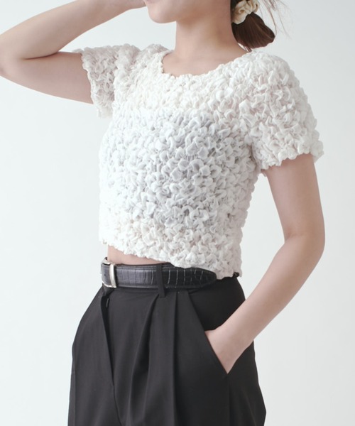 Lui's（ルイス）の「ポコポコシャーリングトップス（Tシャツ/カットソー・レディース・ブラック/ホワイト系その他・FREE）」の4枚目の写真