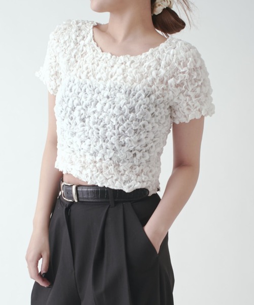 Lui's（ルイス）の「ポコポコシャーリングトップス（Tシャツ/カットソー・レディース・ブラック/ホワイト系その他・FREE）」の3枚目の写真