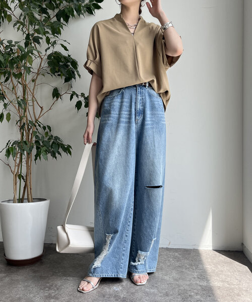 DouDou（ドゥドゥ）の「【WEB限定】接触冷感ブラウス（シャツ/ブラウス・レディース・ベージュ/グリーン/チャコールグレー/ブラック・FREE）」の21枚目の写真