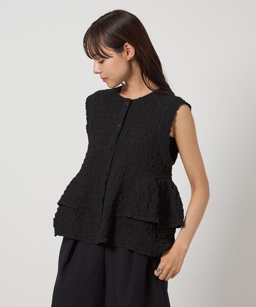 EMMEL REFINES（エメルリファインズ）の「＜EMMEL REFINES＞EM スソフリル2WAY ノースリーブ ブラウス（シャツ/ブラウス・レディース・ブラック/オフホワイト・FREE）」の9枚目の写真