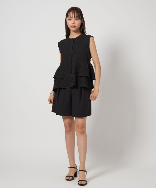 EMMEL REFINES（エメルリファインズ）の「＜EMMEL REFINES＞EM スソフリル2WAY ノースリーブ ブラウス（シャツ/ブラウス・レディース・ブラック/オフホワイト・FREE）」の12枚目の写真