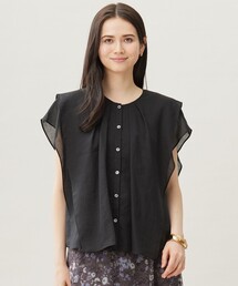 JIYUKU自由区フリルタイドットとろみブラウス黒40美品 ☆お値下げJIYUKU自由区フリルタイドットとろみブラウス黒40美