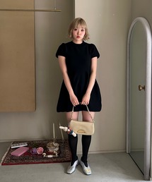 プチハイネック パフスリーブ ミニワンピース FX25L102【Fano