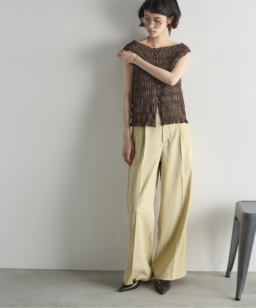 THE YOn(ザヨン)の「2WAYチェックシャーリングノースリブラウス(シャツ/ブラウス・レディース・サックスブルー/ブラウン/ベージュ・FREE)」の21枚目の写真
