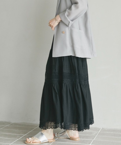 Doux archives(ドゥアルシーヴ)の「レースティアードスカート(スカート・レディース・グリーン/ブラック/オフホワイト・FREE)」の22枚目の写真