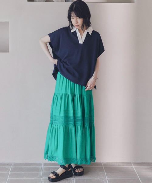 Doux archives(ドゥアルシーヴ)の「レースティアードスカート(スカート・レディース・グリーン/ブラック/オフホワイト・FREE)」の5枚目の写真