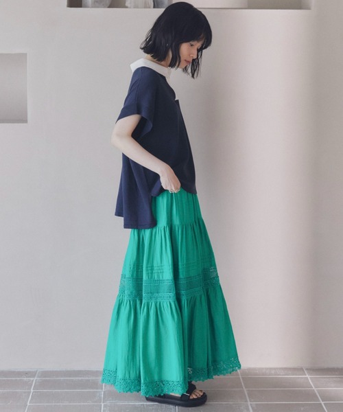 Doux archives(ドゥアルシーヴ)の「レースティアードスカート(スカート・レディース・グリーン/ブラック/オフホワイト・FREE)」の9枚目の写真