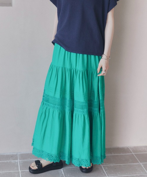 Doux archives(ドゥアルシーヴ)の「レースティアードスカート(スカート・レディース・グリーン/ブラック/オフホワイト・FREE)」の11枚目の写真