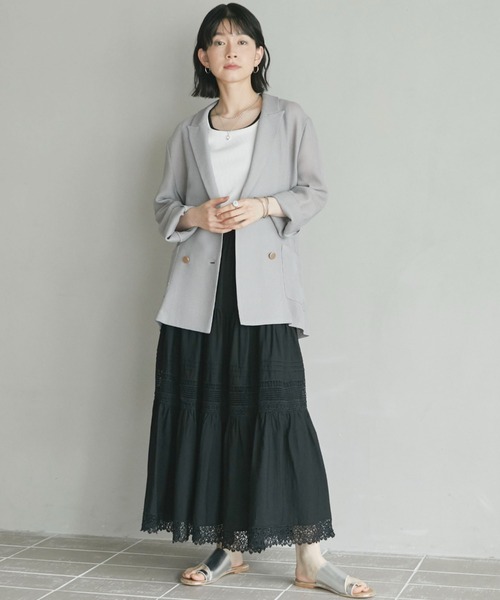 Doux archives(ドゥアルシーヴ)の「レースティアードスカート(スカート・レディース・グリーン/ブラック/オフホワイト・FREE)」の14枚目の写真