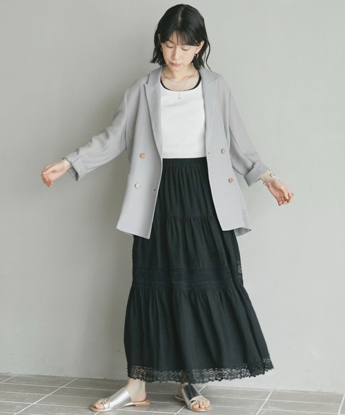 Doux archives(ドゥアルシーヴ)の「レースティアードスカート(スカート・レディース・グリーン/ブラック/オフホワイト・FREE)」の17枚目の写真