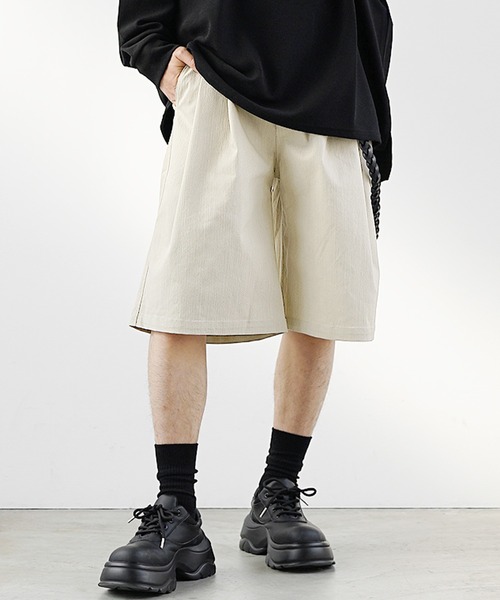 MinoriTY（マイノリティ）の「【MinoriTY】ヘビーツイルビッグタックグルカショーツ ハーフパンツ メンズ 夏服（その他パンツ・メンズ・ブラック/ベージュ・L/M/S）」の5枚目の写真