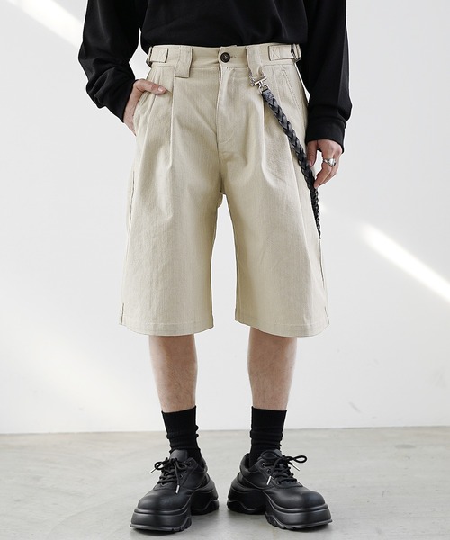 MinoriTY（マイノリティ）の「【MinoriTY】ヘビーツイルビッグタックグルカショーツ ハーフパンツ メンズ 夏服（その他パンツ・メンズ・ブラック/ベージュ・L/M/S）」の7枚目の写真