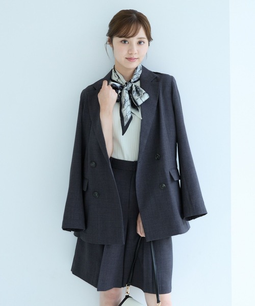 Andemiu（アンデミュウ）の「リネンライクテーラードジャケット494054（テーラードジャケット・レディース・チャコールグレー/ブラウン/ライトベージュ・FREE）」の2枚目の写真