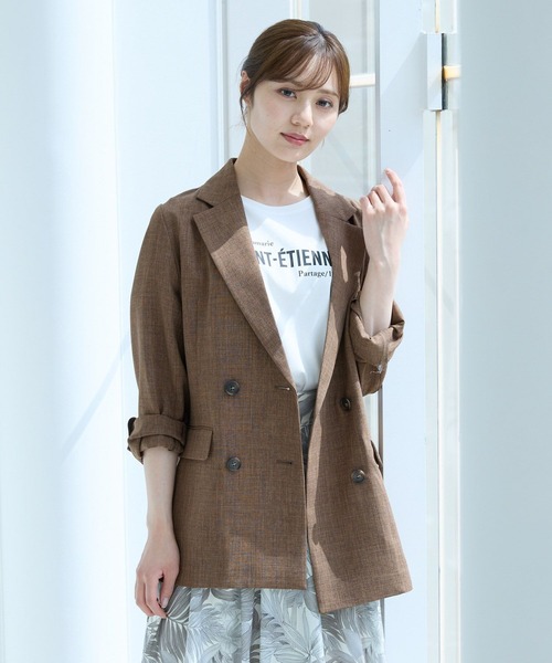 Andemiu（アンデミュウ）の「リネンライクテーラードジャケット494054（テーラードジャケット・レディース・チャコールグレー/ブラウン/ライトベージュ・FREE）」の19枚目の写真