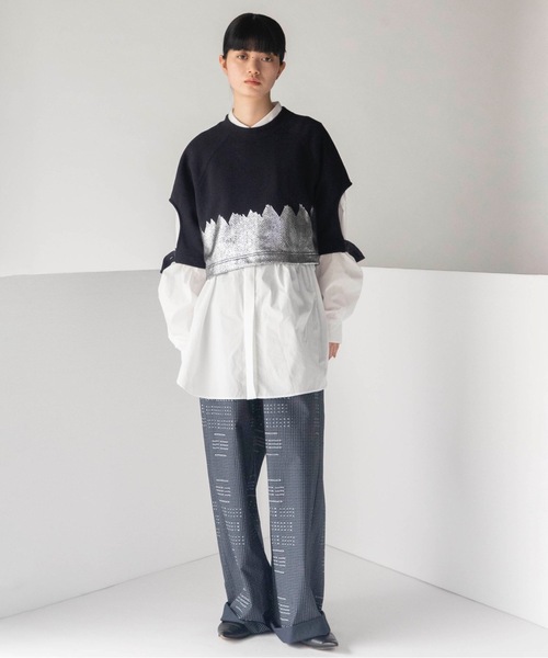 mintdesigns（ミントデザインズ）の「HERINGBORN FOIL SWEAT（スウェット・レディース・グレー/ネイビー・ONE SIZE）」の20枚目の写真