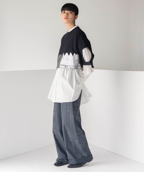 mintdesigns（ミントデザインズ）の「HERINGBORN FOIL SWEAT（スウェット・レディース・グレー/ネイビー・ONE SIZE）」の19枚目の写真