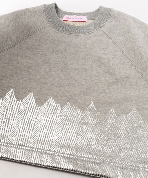 mintdesigns（ミントデザインズ）の「HERINGBORN FOIL SWEAT（スウェット・レディース・グレー/ネイビー・ONE SIZE）」の11枚目の写真