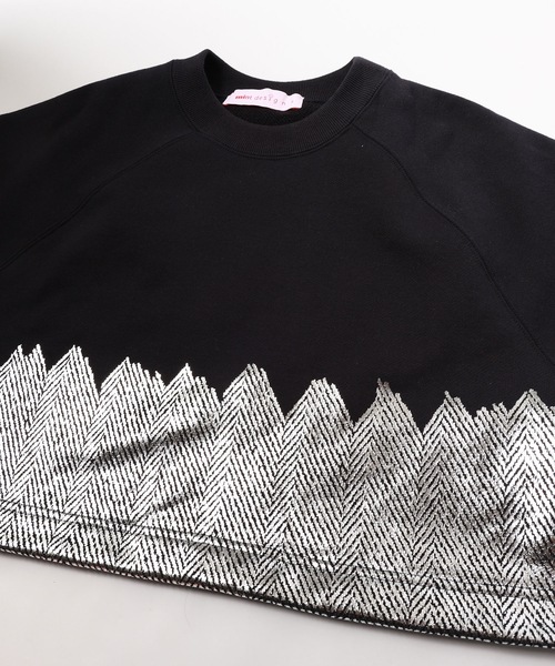 mintdesigns（ミントデザインズ）の「HERINGBORN FOIL SWEAT（スウェット・レディース・グレー/ネイビー・ONE SIZE）」の6枚目の写真