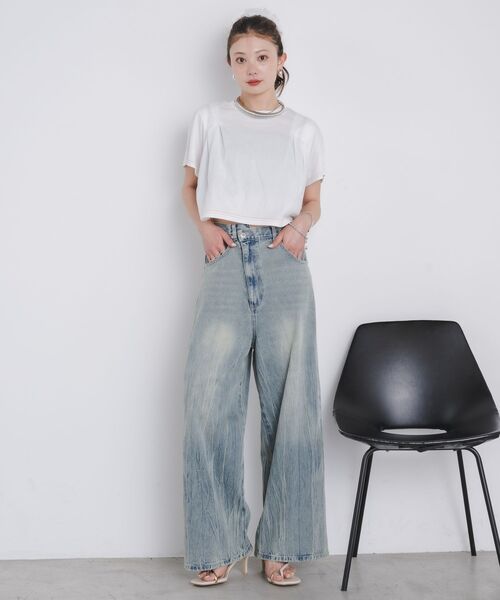 kivi（キヴィ）の「tuck design Tee（Tシャツ/カットソー・レディース・オフホワイト/チャコールグレー/ブラック・FREE）」の9枚目の写真