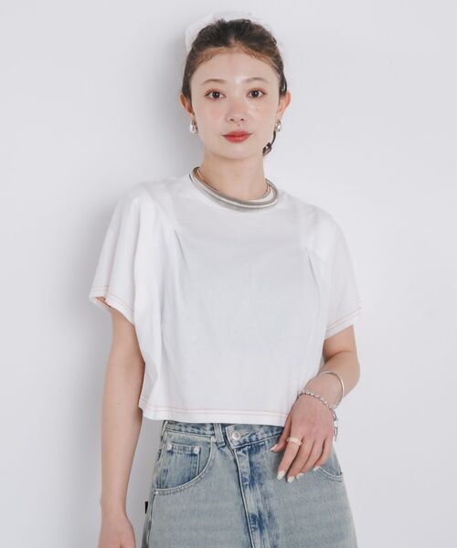 kivi（キヴィ）の「tuck design Tee（Tシャツ/カットソー・レディース・オフホワイト/チャコールグレー/ブラック・FREE）」の10枚目の写真