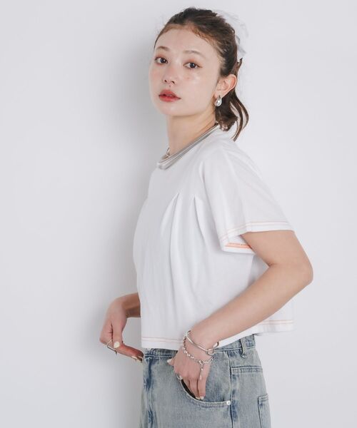 kivi（キヴィ）の「tuck design Tee（Tシャツ/カットソー・レディース・オフホワイト/チャコールグレー/ブラック・FREE）」の11枚目の写真