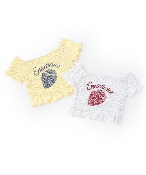 Mi-je(ミジェ)の「ストロベリーシャーリングトップス【韓国ファッション】(Tシャツ/カットソー・レディース・オフホワイト/クリーム・F)」の13枚目の写真