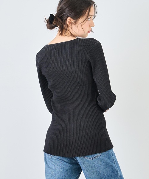 ANAP（アナップ）の「リブニットホックデザインカーディガン（カーディガン/ボレロ・レディース・ブラック/ライトグレー・FREE）」の5枚目の写真