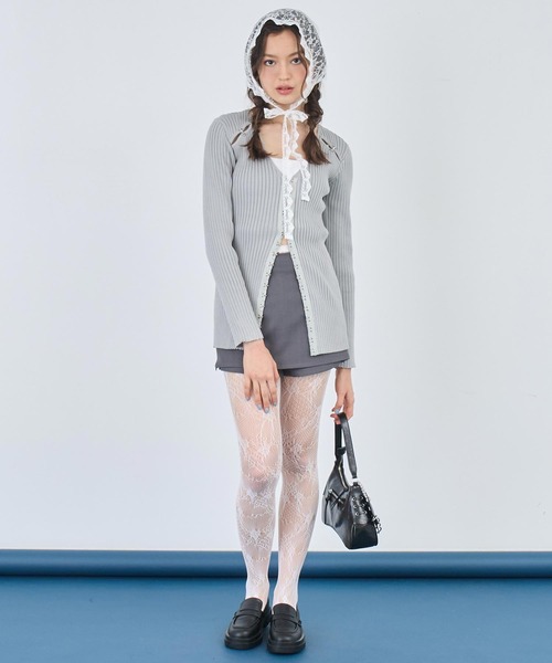 ANAP（アナップ）の「リブニットホックデザインカーディガン（カーディガン/ボレロ・レディース・ブラック/ライトグレー・FREE）」の14枚目の写真