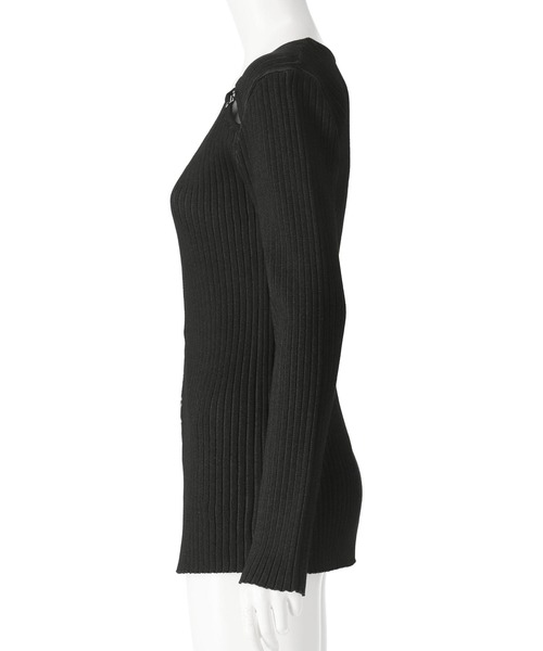 ANAP（アナップ）の「リブニットホックデザインカーディガン（カーディガン/ボレロ・レディース・ブラック/ライトグレー・FREE）」の15枚目の写真