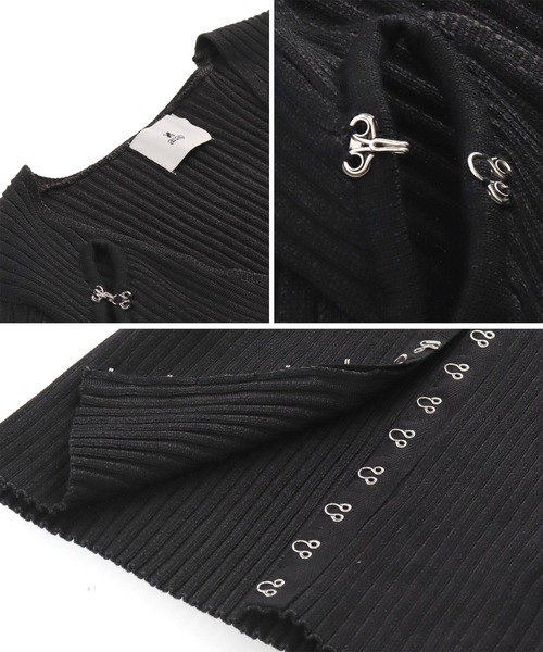 ANAP（アナップ）の「リブニットホックデザインカーディガン（カーディガン/ボレロ・レディース・ブラック/ライトグレー・FREE）」の16枚目の写真