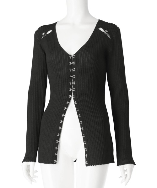 ANAP（アナップ）の「リブニットホックデザインカーディガン（カーディガン/ボレロ・レディース・ブラック/ライトグレー・FREE）」の17枚目の写真