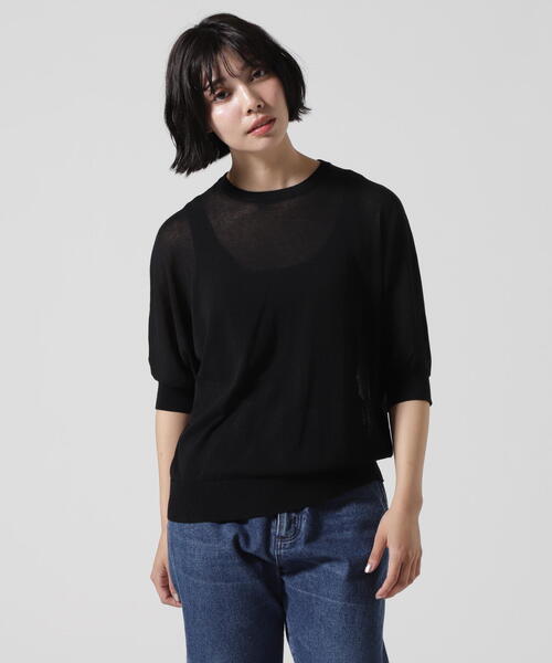 BEAVER(ビーバー)の「B omnivore/ビーオムニボー ヘルシーヤーンハーフスリーブTEE(Tシャツ/カットソー・レディース・ブラック/その他18・F)」の2枚目の写真