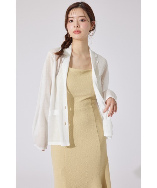 rienda(リエンダ)の「テーラーカラーシアーニットカーディガン 春服 夏服 秋服(カーディガン/ボレロ・レディース・ホワイト/ベージュ/ブラック・FREE)」の6枚目の写真