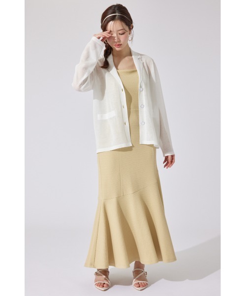 rienda(リエンダ)の「テーラーカラーシアーニットカーディガン 春服 夏服 秋服(カーディガン/ボレロ・レディース・ホワイト/ベージュ/ブラック・FREE)」の7枚目の写真