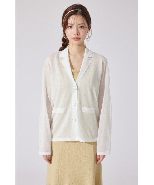 rienda(リエンダ)の「テーラーカラーシアーニットカーディガン 春服 夏服 秋服(カーディガン/ボレロ・レディース・ホワイト/ベージュ/ブラック・FREE)」の9枚目の写真