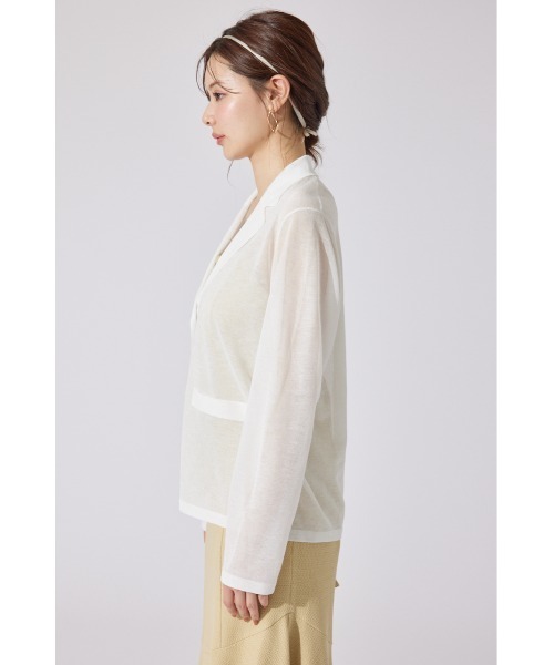 rienda(リエンダ)の「テーラーカラーシアーニットカーディガン 春服 夏服 秋服(カーディガン/ボレロ・レディース・ホワイト/ベージュ/ブラック・FREE)」の10枚目の写真