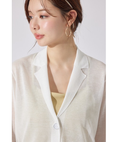 rienda(リエンダ)の「テーラーカラーシアーニットカーディガン 春服 夏服 秋服(カーディガン/ボレロ・レディース・ホワイト/ベージュ/ブラック・FREE)」の12枚目の写真