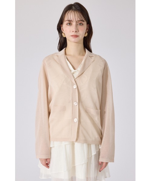 カーディガン テーラーカラーシアーニットカーディガン 春服 夏服 秋服 レディース セール】テーラーカラーシアーニットカーディガン 春服 夏服 秋