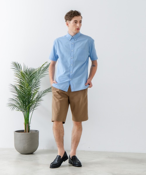 Blue Standard （ブルースタンダード）の「【Blue Standard:ブルースタンダード】フレンチリネンミックス ボタンダウン 半袖シャツ 吸水速乾 麻混 クールビズ（シャツ/ブラウス・メンズ・ネイビー/サックスブルー・X-LARGE/LARGE/MEDIUM）」の14枚目の写真