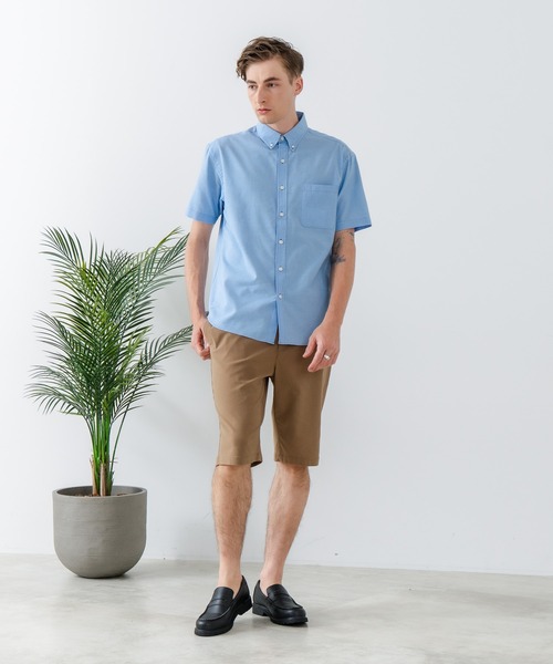 Blue Standard （ブルースタンダード）の「【Blue Standard:ブルースタンダード】フレンチリネンミックス ボタンダウン 半袖シャツ 吸水速乾 麻混 クールビズ（シャツ/ブラウス・メンズ・ネイビー/サックスブルー・X-LARGE/LARGE/MEDIUM）」の15枚目の写真